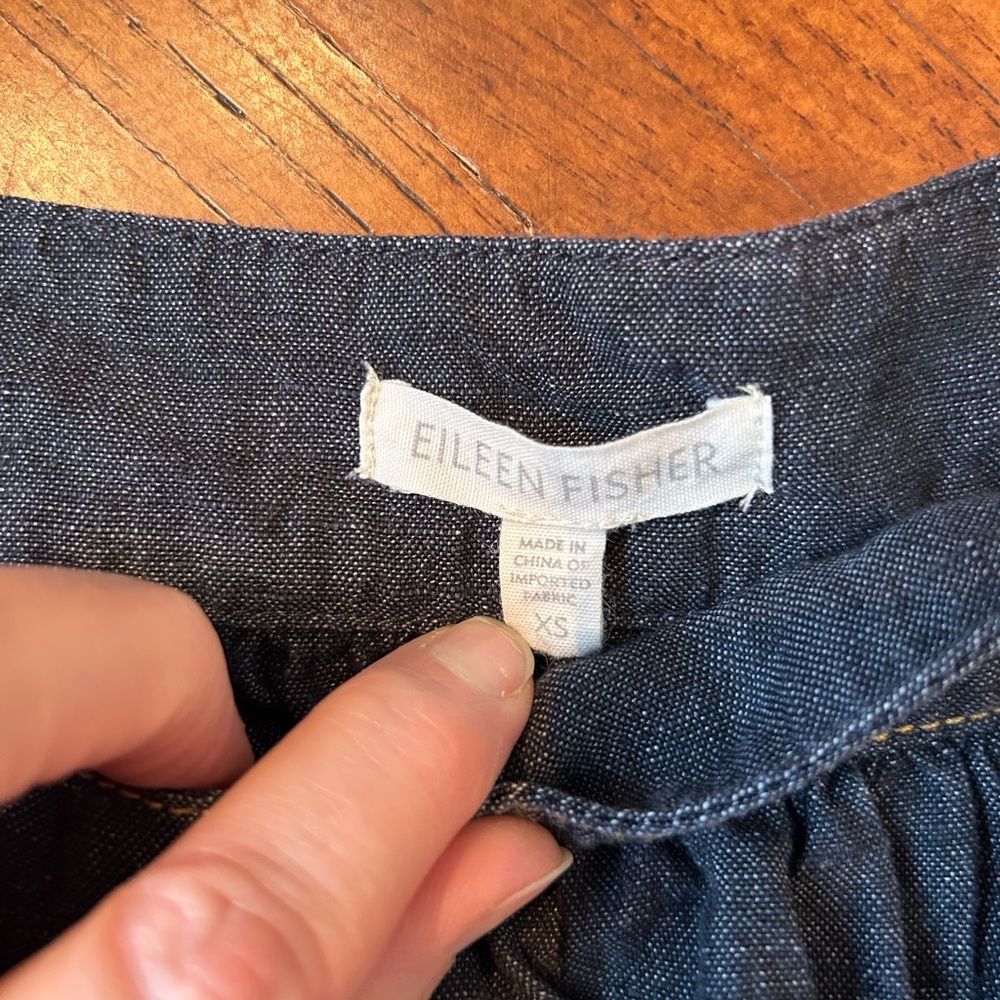 Eileen Fisher, Blue Denim, Linen, Skirt, XS - Picture 3 of 7
